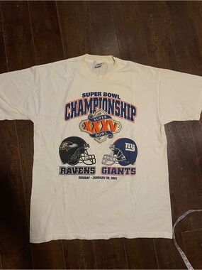Vintage Super Bowl XXXV Championship Ravens vs Giants White Tee